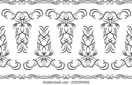 Vintage old pattern. Vintage wallpaper in baroque style. Seamless vector background. Linear ornament for fabric, wallpaper, packaging. Rich wedding ornament.