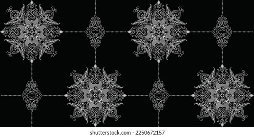 Altes Vintage-Muster. Vintage Tapete im Barockstil. Nahtloser Vektorhintergrund. Lineare Ornamente für Gewebe, Tapeten, Verpackungen und den Druck auf Keramik 