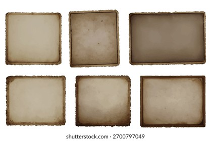 Colección de marcos de fotos antiguos de Antiguas, conjunto de papel de fotografía retro envejecido, fondo de textura grunge