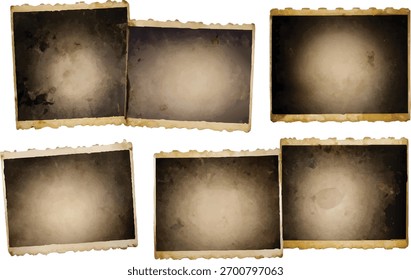 Colección de marcos de fotos antiguos de Antiguas, conjunto de papel de fotografía retro envejecido, fondo de textura grunge