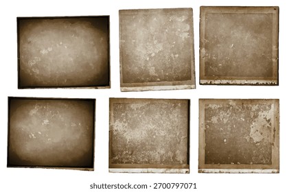 Colección de marcos de fotos antiguos de Antiguas, conjunto de papel de fotografía retro envejecido, fondo de textura grunge