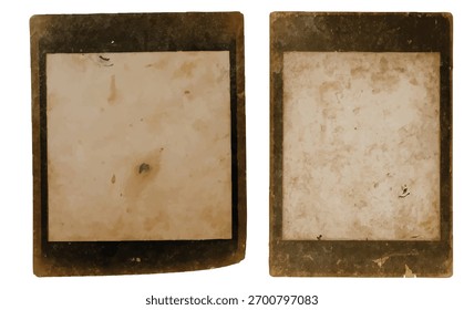 Vintage Old Photo Frames Collection, Aged Retro Photograph Paper Set, Grunge Texture Background