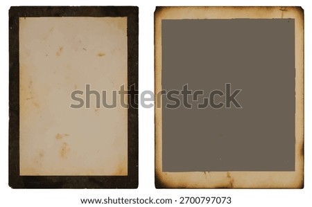 Vintage Old Photo Frames Collection, Aged Retro Photograph Paper Set, Grunge Texture Background