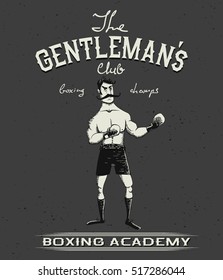 Vintage old poster with boxer.Gentlemen's club.Prints design for t-shirts