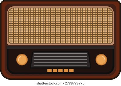 Vintage Old Radio Flat Vector Design Retro Broadcast Audio Device Illustration
