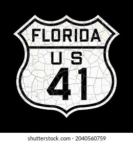 Vintage Old Retired Florida US Highway Route 41 Road Sign