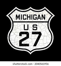 Vintage Old Retired Michigan US Highway Route 27 Road Sign