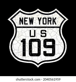 Vintage Old Retired New York US Highway Route 109 Road Sign