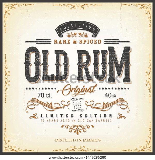 Download Vintage Old Rum Label Bottle Illustration Stock Vector Royalty Free 1446295280 PSD Mockup Templates