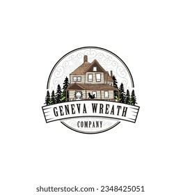 Vintage old school Cottage logo design for real estate business.