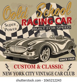 Vintage Old School Racing Car Poster.