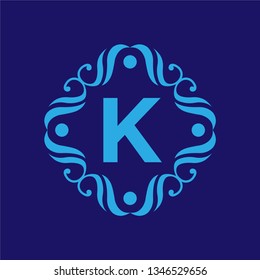 Vintage old style logo icon monogram. Letter K logo