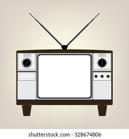 Vintage old television with blank display no signal. Vector illustration in flat design.