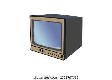 Antiguas viejo televisor con Ilustración vectorial de pantalla azul, diseño retro con estética de TV clásica