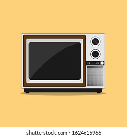 Vintage old television flat vector design illustration isolated on white background