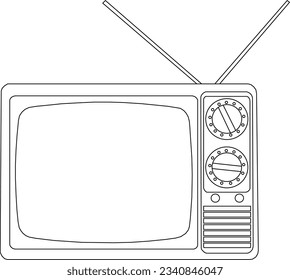 Vintage Old Television Set with Antennas Vector Illustration