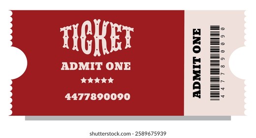 Vintage old ticket. Admit one pass for festival, thematic party, cinema, theater or special occasions 