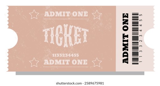 Vintage old ticket. Admit one pass for festival, thematic party, cinema, theater or special occasions 