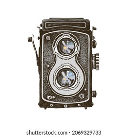 Cámara de película de formato medio TLR antigua