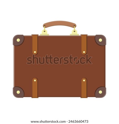 Vintage old travel suitcase. Leather retro bag. Travel baggage and luggage. Vector illustration in flat style