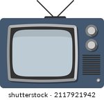 vintage old tube television, crt tv set isolated on white background, vector illustration