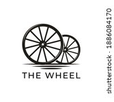 Vintage Old Wooden Cart Wheel logo design