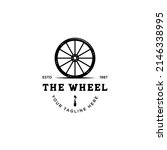 Vintage Old Wooden Cart Wheel logo design
