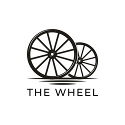Vintage Old Wooden Cart Wheel Logo Design