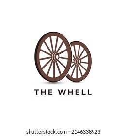 Vintage Old Wooden Cart Wheel logo design