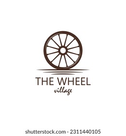 Vintage Old Wooden Cart Wheel Logo Design,EPS10