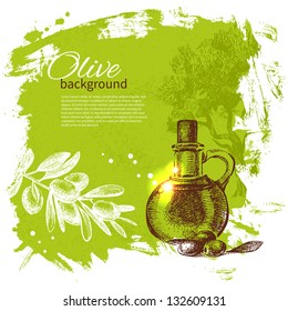 Vintage olive background. Hand drawn illustration