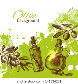 Vintage olive background. Hand drawn illustration	