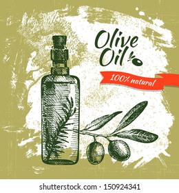 Vintage olive background. Hand drawn illustration
