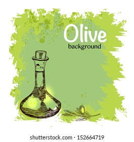 Vintage olive background. Hand drawn illustration