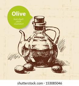 Vintage olive background. Hand drawn illustration