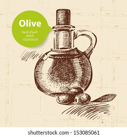Vintage olive background. Hand drawn illustration