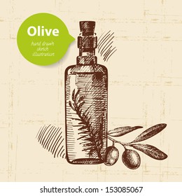 Vintage olive background. Hand drawn illustration