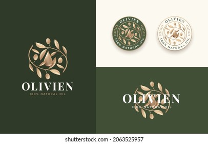 Vintage Olive Branch Logo And Badge Design