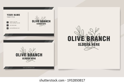 Vintage olive branch logo template monogram style