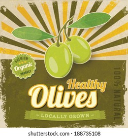 Vintage Olive label poster vector illustration