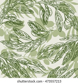Vintage olive leaf vector background.