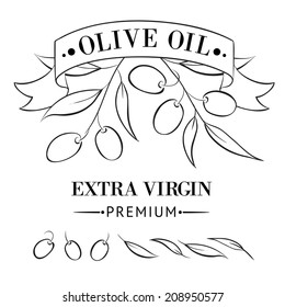 Vintage olive oil label for your design. Vector illustration.