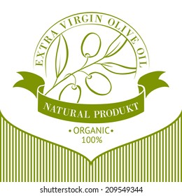Vintage olive oil label for your design. Vector illustration.