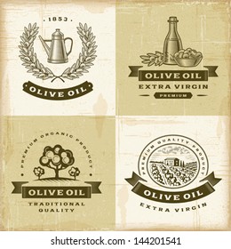 Vintage Olive Oil Labels Set. Fully Editable EPS10 Vector.