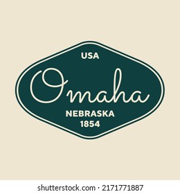 Vintage Omaha, Nebraska Sticker. Vintage And Typography Design In Vector Illustration. Hotel, Hostel And Motel Logo.