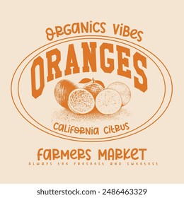 vintage One color college text graphics with grunge orange effects, girls graphic , women's print design, kids and men's t-shirt design, summer fruit print design for lemon orange