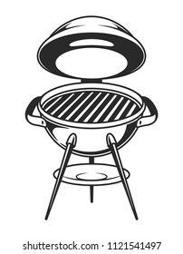 Vintage open barbecue grill concept in monochrome style isolated vector illustration
