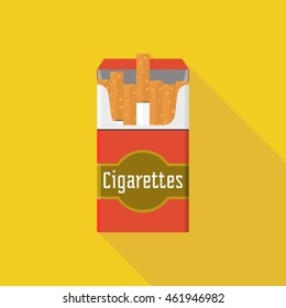 Vintage open cigarette pack illustration vector, flat design