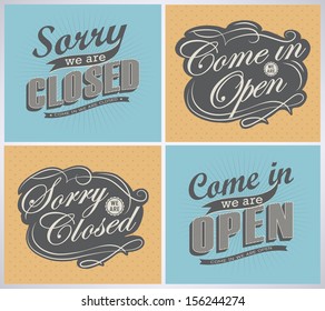 vintage Open and Closed Vintage retro signs/ symbol