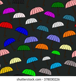 Vintage open color umbrella back pattern seamless black